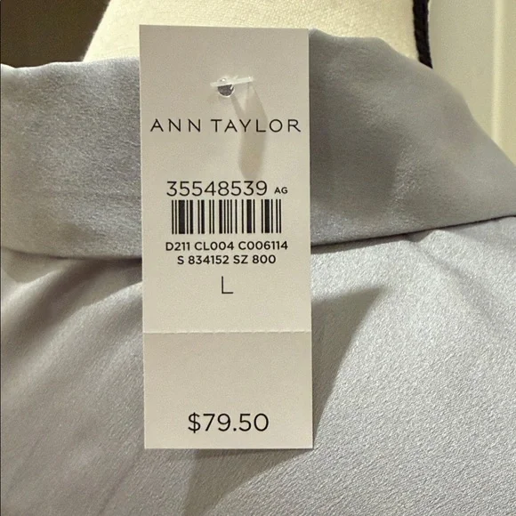 Ann Taylor Pale Silver Satin Blouse - Picture 2 of 2